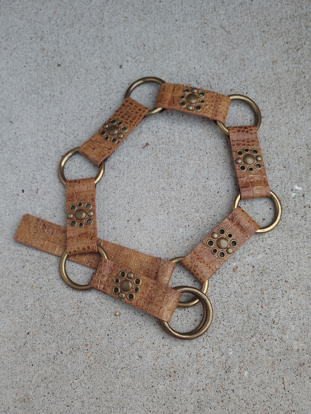 Vintage Guess Leather Studded Double Loop Buckle Belt Country Rodeo Western Y2K - Picture 6 of 15